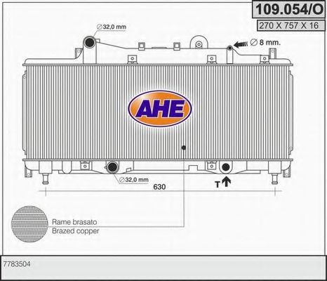 109.054/O AHE Cooling System Radiator, engine cooling