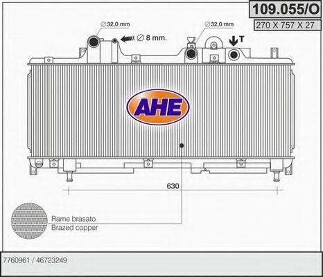 109.055/O AHE Радиатор, охлаждение двигателя