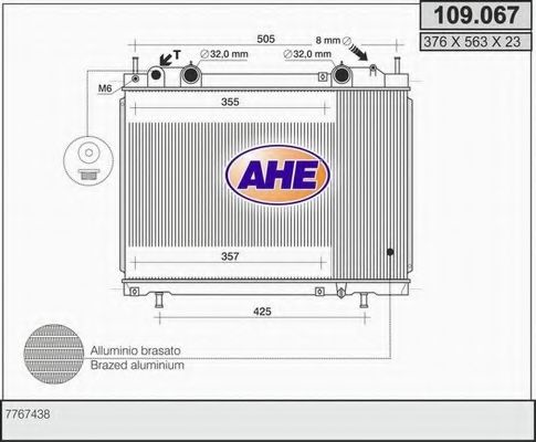 109.067 AHE Cooling System Radiator, engine cooling