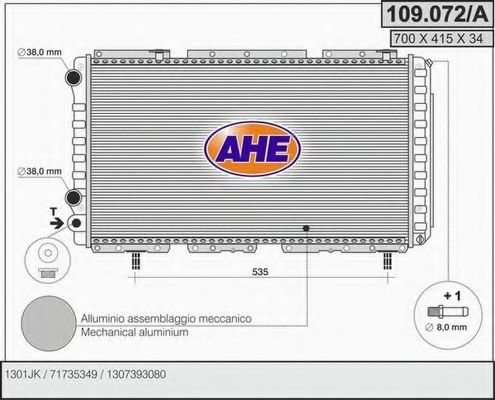 109.072/A AHE Cooling System Radiator, engine cooling