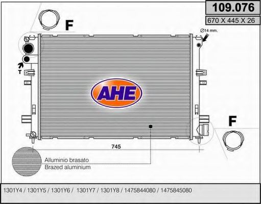 109.076 AHE Cooling System Radiator, engine cooling