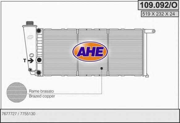 109.092/O AHE Cooling System Radiator, engine cooling