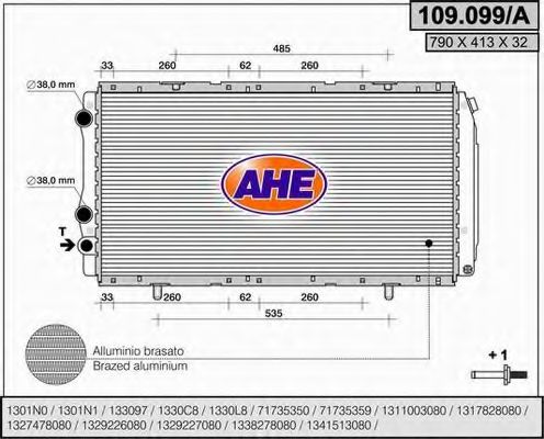 109.099/A AHE Радиатор, охлаждение двигателя