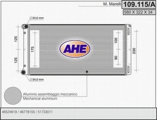109.115/A AHE Cooling System Radiator, engine cooling