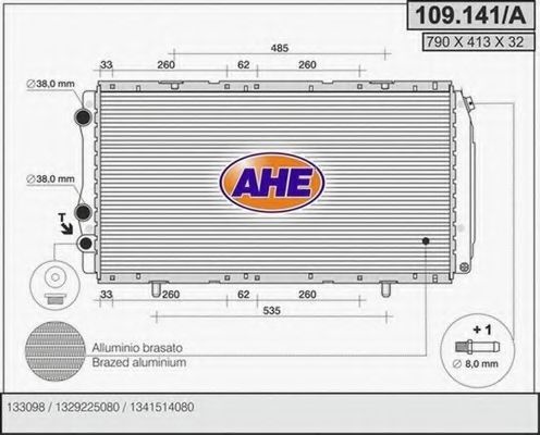 109.141/A AHE Радиатор, охлаждение двигателя