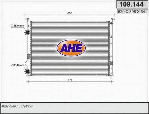 109.144 AHE Cooling System Radiator, engine cooling