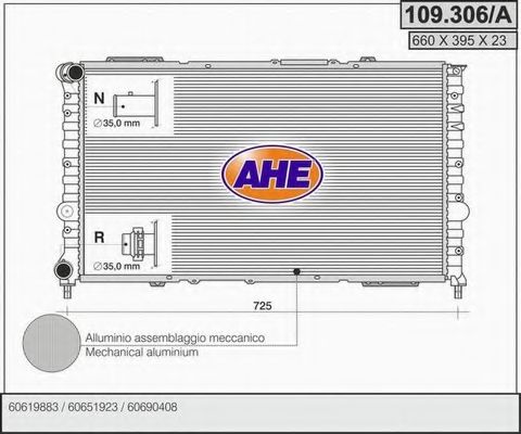 109.306/A AHE Радиатор, охлаждение двигателя
