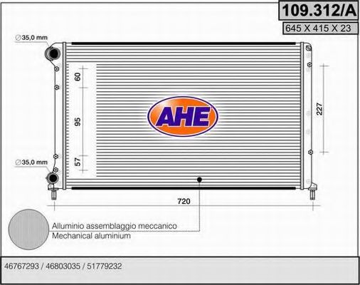 109.312/A AHE Радиатор, охлаждение двигателя