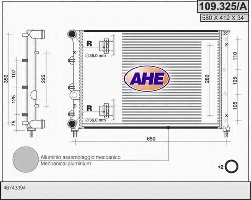 109.325/A AHE Cooling System Radiator, engine cooling