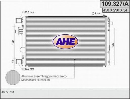 109.327/A AHE Радиатор, охлаждение двигателя