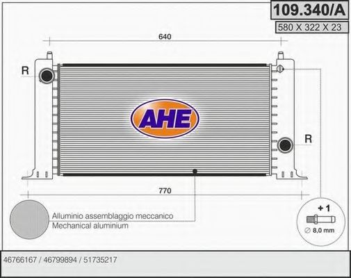 109.340/A AHE Радиатор, охлаждение двигателя