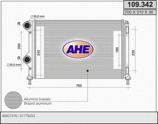109.342 AHE Радиатор, охлаждение двигателя