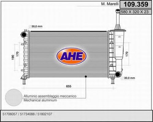 109.359 AHE Радиатор, охлаждение двигателя