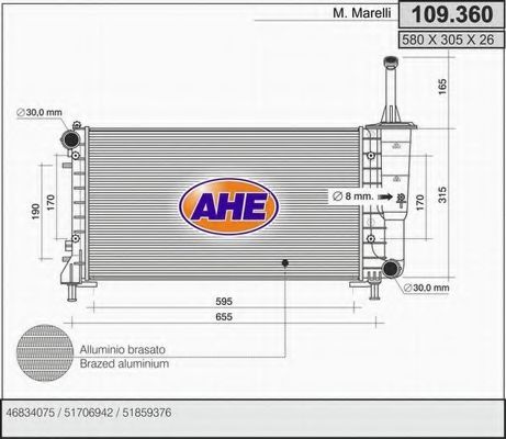 109.360 AHE Cooling System Radiator, engine cooling