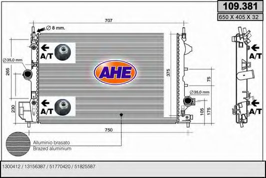 109.381 AHE Cooling System Radiator, engine cooling