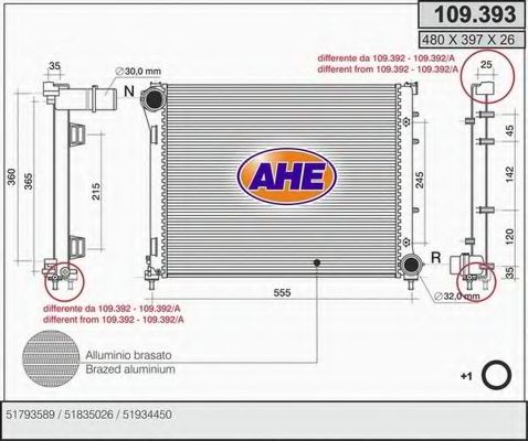 109.393 AHE Brake System Brake Pad Set, disc brake