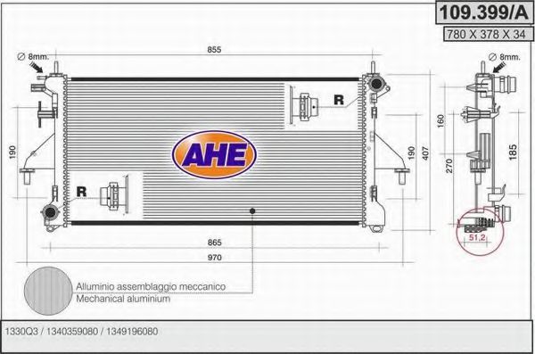 109.399/A AHE Cooling System Radiator, engine cooling