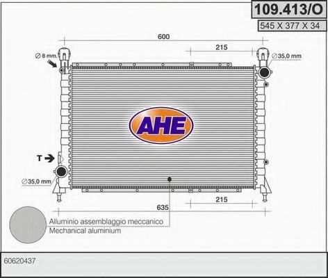 109.413/O AHE Cooling System Radiator, engine cooling