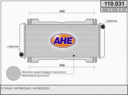 110.031 AHE Радиатор, охлаждение двигателя