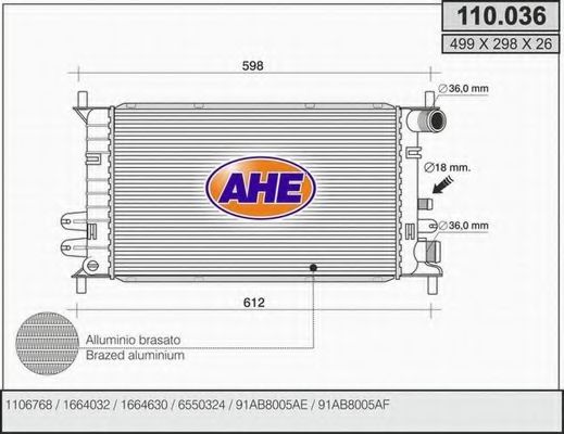 110.036 AHE Cooling System Water Pump