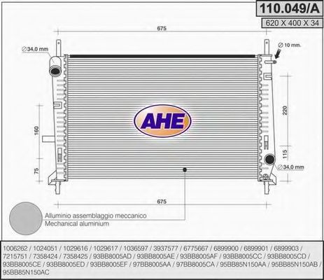 110.049/A AHE Cooling System Radiator, engine cooling
