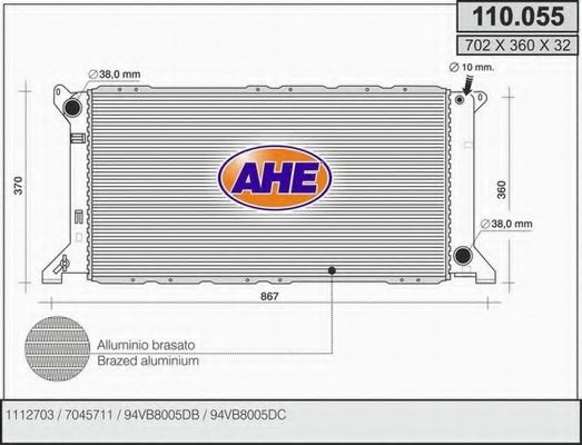 110.055 AHE Radiator, engine cooling