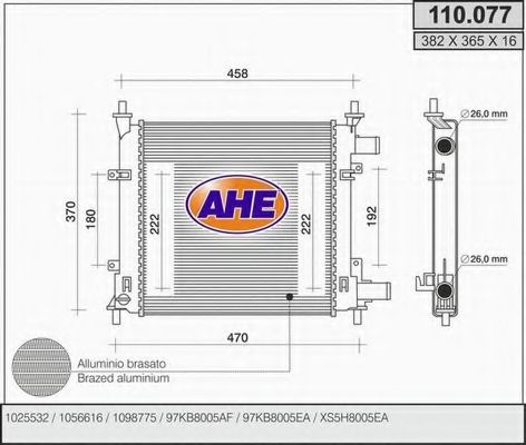 110.077 AHE Cooling System Radiator, engine cooling