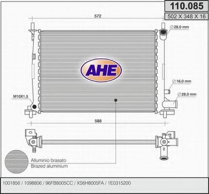 110.085 AHE Cooling System Radiator, engine cooling