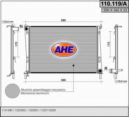 110.119/A AHE Cooling System Radiator, engine cooling