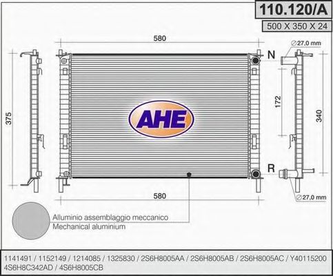 110.120/A AHE Cooling System Radiator, engine cooling