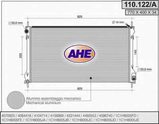 110.122/A AHE Cooling System Radiator, engine cooling
