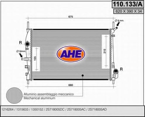 110.133/A AHE Cooling System Radiator, engine cooling