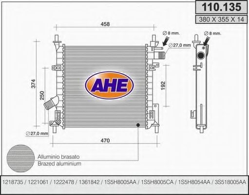 110.135 AHE Cooling System Radiator, engine cooling