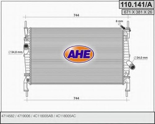 110.141/A AHE Радиатор, охлаждение двигателя