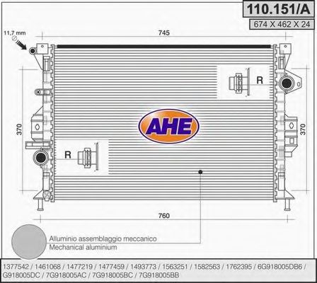110.151/A AHE Cooling System Radiator, engine cooling