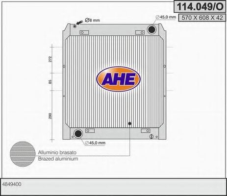 114.049/O AHE Cooling System Radiator, engine cooling