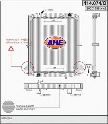 114.074/O AHE Cooling System Radiator, engine cooling
