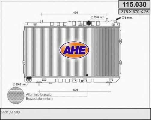 115.030 AHE Cooling System Radiator, engine cooling