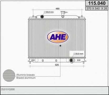 115.040 AHE Cooling System Radiator, engine cooling