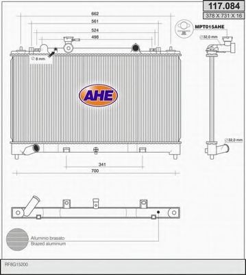 117.084 AHE Cooling System Water Tank, radiator