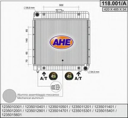 118.001/A AHE Cooling System Radiator, engine cooling