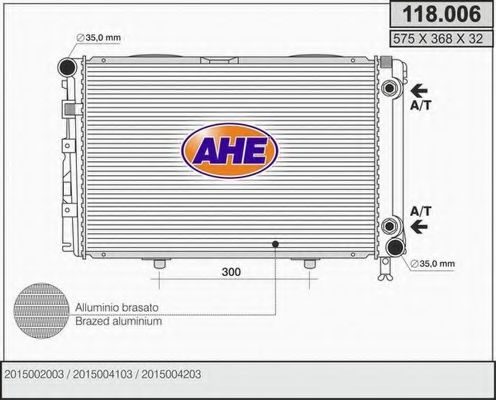 118.006 AHE Cooling System Radiator, engine cooling