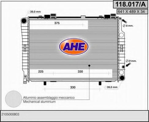 118.017/A AHE Cooling System Radiator, engine cooling