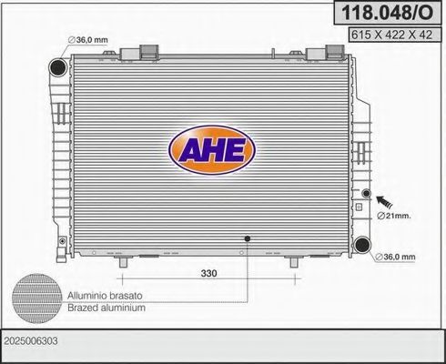 118.048/O AHE Cooling System Radiator, engine cooling