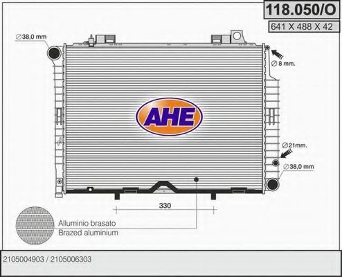 118.050/O AHE Cooling System Radiator, engine cooling