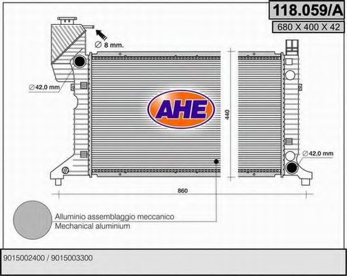 118.059/A AHE Радиатор, охлаждение двигателя
