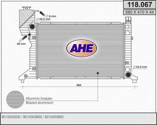 118.067 AHE Cooling System Radiator, engine cooling