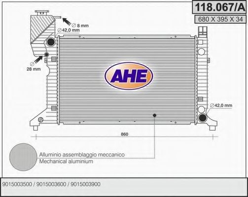 118.067/A AHE Радиатор, охлаждение двигателя