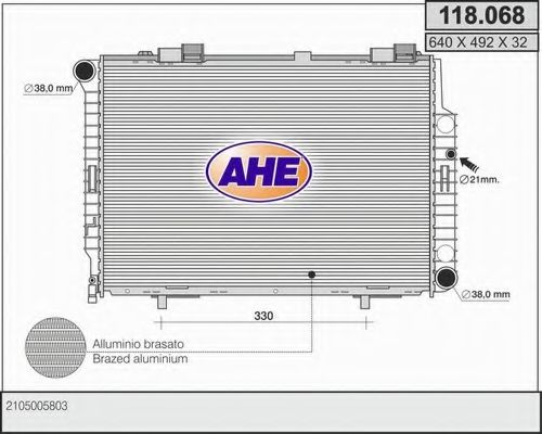 118.068 AHE Cooling System Radiator, engine cooling
