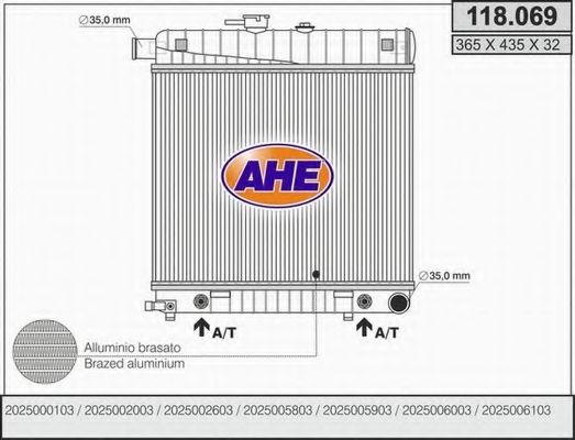 118.069 AHE Радиатор, охлаждение двигателя